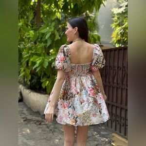 Anthropologie BHLDN Nina puff sleeve square neck taffeta mini dress